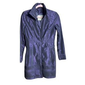 Burberry London Metallic Purple Nylon‎ Trench Coat Jacket Made in Italy Size 6